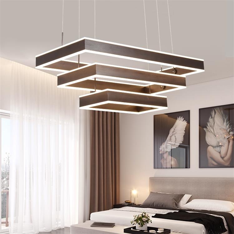 Dutti LED chandelier restaurant creative postmodern atmospheric living room chandelier minimalist bedroom lamp hall rectangular lamps double medium 80 60CM