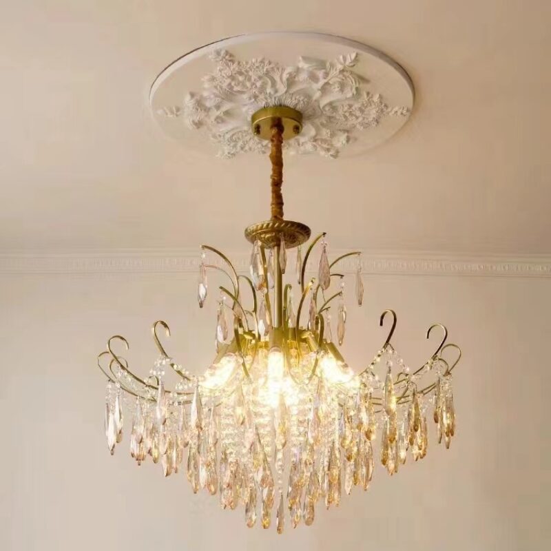 D0111 Dutti LED Brass Crystal Modern Chandelier for Dining Room, Restaurant, Showroom, Ballroom