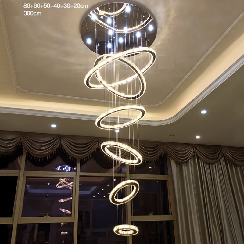 Dutti D0010 LED Chandelier Staircase Postmodern crystal light luxury living room lamp designer bedroom dining room lamp creative personality glass LED Pendant Light lamp